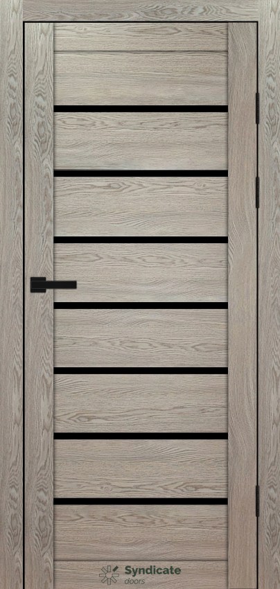 Двері Syndicat Doors PVC 102 Дуб натуральний скло чорне
